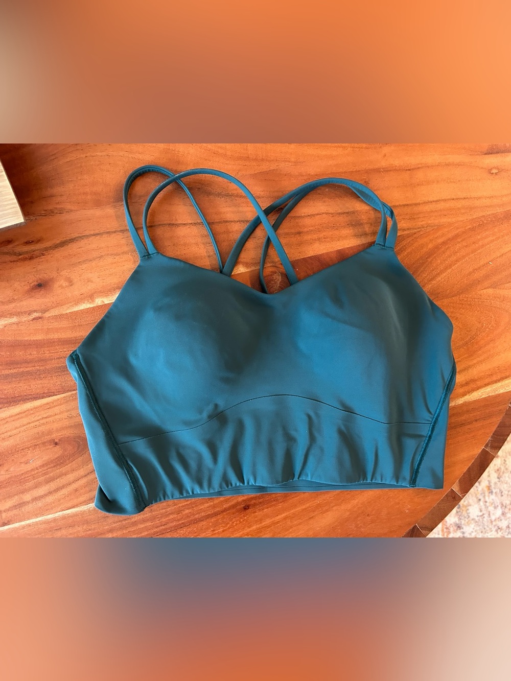 Teal Strappy Longline Sports bra by Lululemon, very good condition , Sz 10